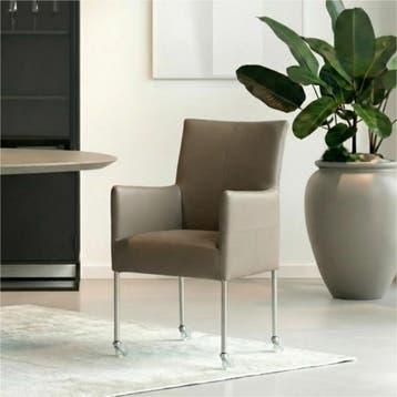 Set van 10 Leren eetkamerstoelen Spark - Toledo Smog, Ophalen of Verzenden, Nieuw, Leer