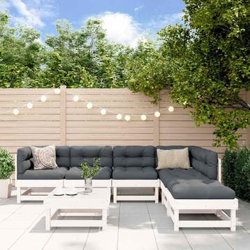 vidaXL 7-delige Loungeset massief grenenhout wit, Verzenden, Nieuw, 7 zitplaatsen, Loungeset