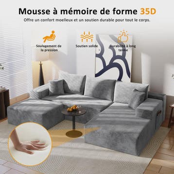 Moderne U-vormige Corduroy Bank met Memory Foam - Modulair e, Verzenden, Nieuw
