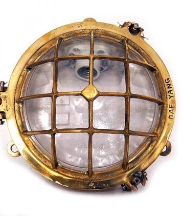Wandlamp - Messing, Glas - Industrieel kooi-lamp
