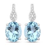 Oorbellen - 14 karaat Witgoud - 6.49ct. tw. Aquamarijn -, Nieuw
