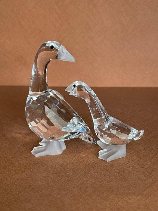 Swarovski - Beeldje - Set 2 Ganzen (2) - Kristal, Antiek en Kunst, Curiosa en Brocante