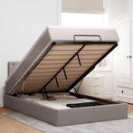 vidaXL Bed poef met matras en LEDs 120x190 cm stof taupe, Verzenden, Nieuw, 190 cm of minder, Twijfelaar