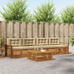 vidaXL Buiten bankenset met kussen 5 pcs Natuurlijk en Beige, Verzenden, Nieuw