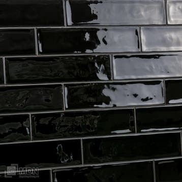 Hoogglans Zwarte Wandtegel Keramiek – Stijlvol in Visgraat,, Verzenden, Nieuw