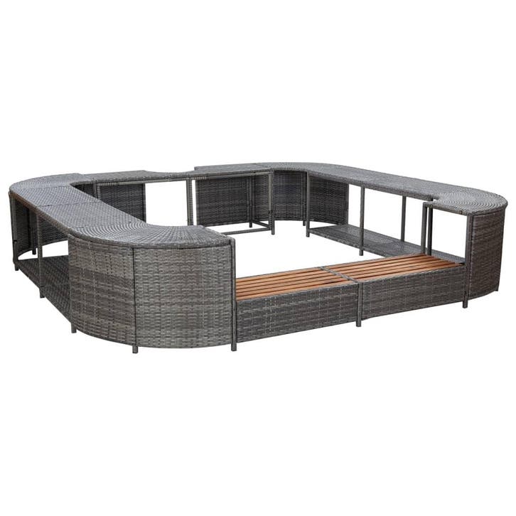 vidaXL Spa-ombouw vierkant 268x268x55 cm poly rattan grijs, Tuin en Terras, Zwembad-toebehoren, Nieuw, Verzenden