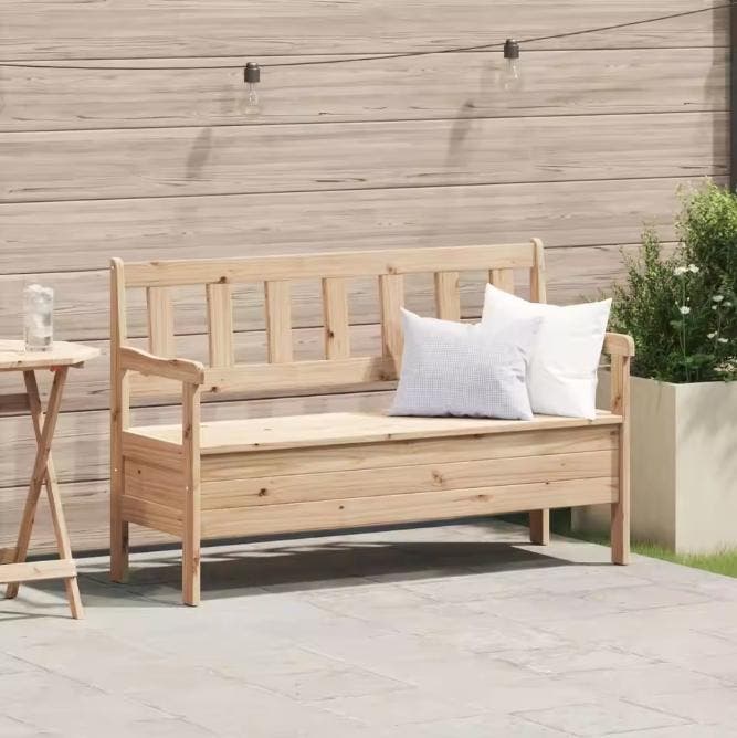 3-Zits Grenenhouten Tuinbank met Opbergruimte, Tuin en Terras, Tuinbanken, Nieuw, Verzenden