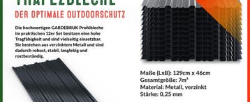 Trapezium Dakplaten 12 Stuks Antraciet Metaal 129x46cm, Verzenden, Nieuw
