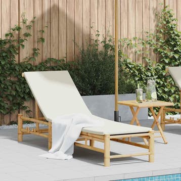 vidaXL Ligstoel met kussens 55x199x30 cm bamboe, Tuin en Terras, Verzenden, Nieuw