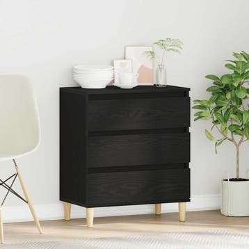 vidaXL Dressoir Zwart Eiken 60 x 35 x 70 cm Bewerkt hout, Huis en Inrichting, Verzenden, Nieuw, Overige houtsoorten, Minder dan 50 cm
