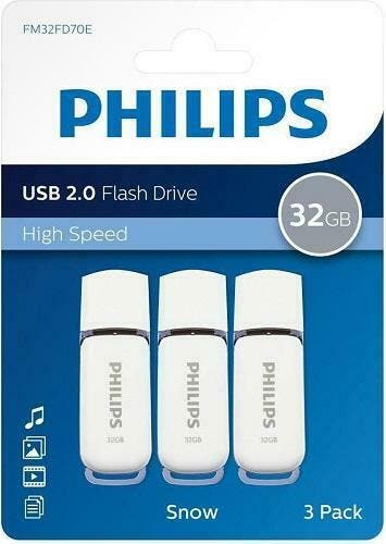 Philips | USB Stick | 32 GB | USB 2.0 | Snow | 3 Stuks, Computers en Software, USB Sticks, Verzenden, Nieuw