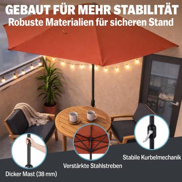 Halve Parasol Terracotta UV-bescherming 80+ (Tuin en Terras), Verzenden, Nieuw