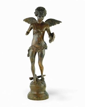 Pierre Chenet (XX-XXI) - sculptuur, Winged Cupid with Bow