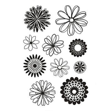 Silicone stempels, bloemen, vel 11x15,5 cm, 1 vel, Nieuw