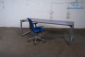 Tweedehands Bureau – Antraciet Eiken Blad, Grijs Frame, Hand, Verzenden, Gebruikt