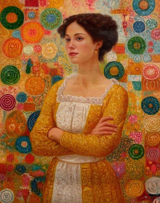 Andrea Fregi (1971) - La dama dei cerchi, Antiek en Kunst, Kunst | Schilderijen | Modern