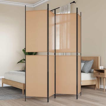 vidaXL 4-panelen kamerscherm Beige 200 x 200 cm Stof, Verzenden, Nieuw