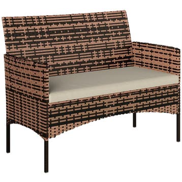 2-zits Rattan Tuinsofa PE-Rattan Outdoor Terras Sofa Met Kus, Verzenden, Nieuw