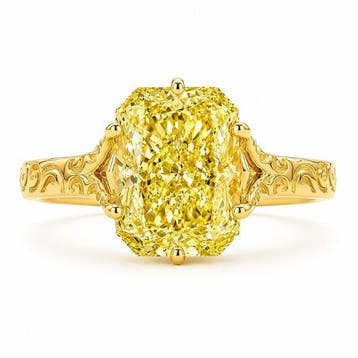 Ring - 14 karaat Geel goud - 4.04ct. tw. Geel Diamant (Fancy, Nieuw