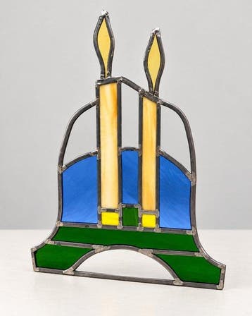 Glas-in-loodraam - 1960-1970 - gestileerde kaarsen