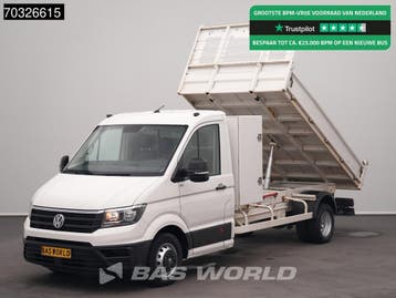 Volkswagen Crafter 177pk Kipper met Kist Dubbellucht 3,5t Tr, Stof, Gebruikt, Euro 6, Volkswagen