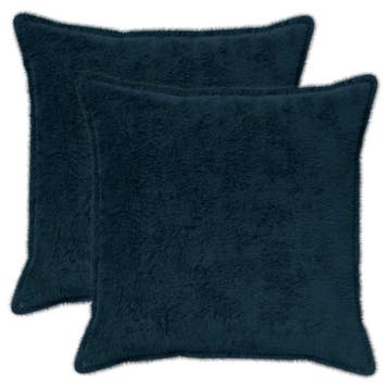 vidaXL Kussensloop 2 st HOUTEN Marineblauw 80 x 80 cm Nep, Verzenden, Nieuw