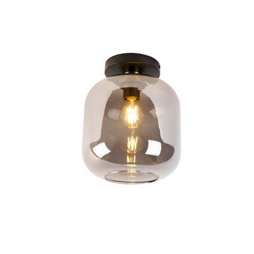 Smart plafondlamp zwart met goud en smoke glas incl. Wifi, Verzenden, Nieuw, Glas