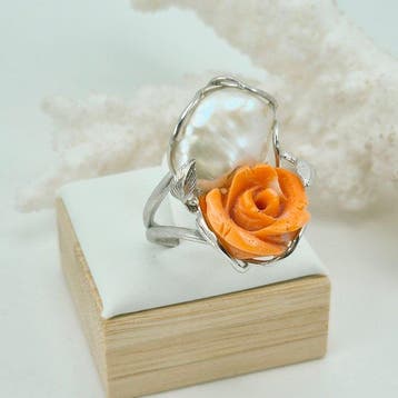 Koraal - Zilver - Ring