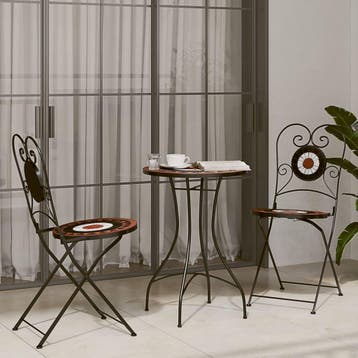 vidaXL Bistroset mozaïek ijzer en keramiek terracottakleurig, Verzenden, Nieuw, Overige materialen, 3 zitplaatsen