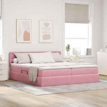 vidaXL Opslag bed met hoofdeinde 2 st Roze, Verzenden, Nieuw, Stof
