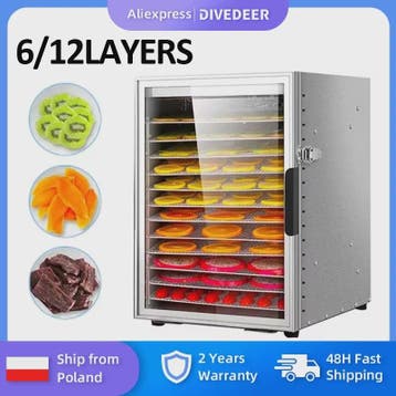 DIVEDEER Elektrische Fruitdroger - 6/12 Lagen, Snel Drogen v, Verzenden, Nieuw in verpakking