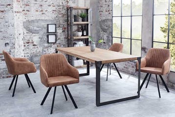 Retro design stoel LUCCA vintage bruin met quilten, Ophalen of Verzenden, Nieuw