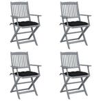 vidaXL Tuinstoelen 4 st inklapbaar met kussens massief, Verzenden, Nieuw, Hout