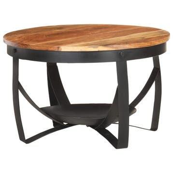 Salontafel Acaciahout 68cm | Retourdeal 57% Korting, Huis en Inrichting, Tafels | Salontafels, 50 tot 100 cm, Rond, Zo goed als nieuw