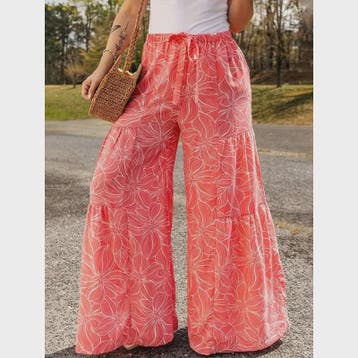 Zomerse Plus Size Wijde Pijp Broek met Bloemenprint en Elast, Kleding | Dames, Grote Maten, Verzenden, Nieuw