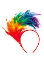Haarband Veren Regenboog Diadeem Veertjes Multicolor Papagaa, Ophalen of Verzenden, Nieuw, Carnaval, Accessoires