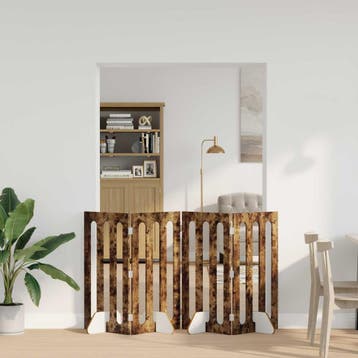 vidaXL Opvouwbaar huisdierhek 4 st Gerookt eiken 201 x 38 x, Verzenden, Nieuw