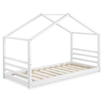 Kinderbed met bedbodem grenen huisbed 90x200 cm wit, Verzenden, Nieuw
