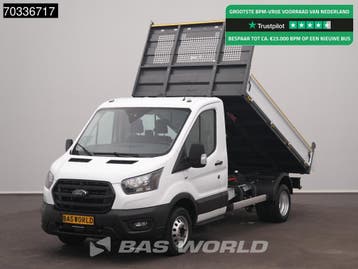 Ford Transit 165pk Kipper Dubbellucht 3,5t Trekhaak Airco Ca, Stof, Gebruikt, Euro 6, Wit