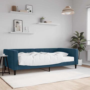 vidaXL Slaapbank met matras 100x200 cm fluweel blauw, 100 cm, Eenpersoons, Nieuw, 200 cm