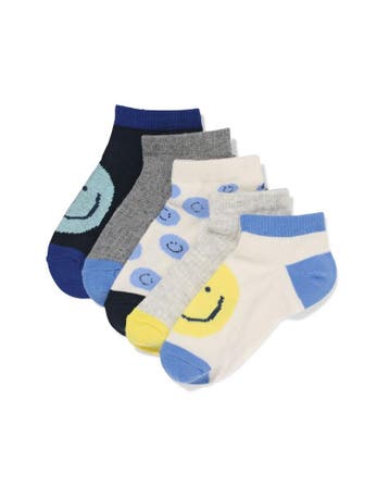 HEMA Kinder enkelsokken gezichtjes - 5 paar beige, Verzenden, Nieuw