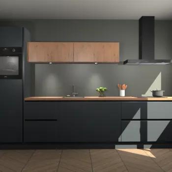 Onyxgrijs houten greeploze keuken Juneau 97875, Huis en Inrichting, Keuken | Complete keukens, Verzenden, Nieuw