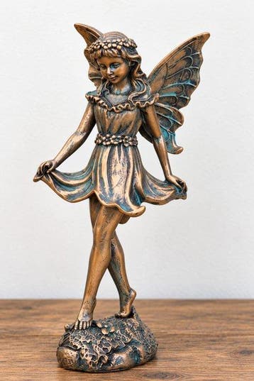 sculptuur, Graceful Winged Fairy Figurine with bronze Effect