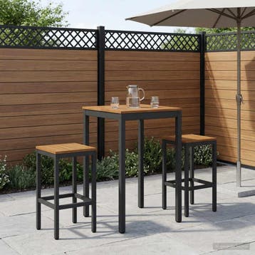 vidaXL Tuinbar Tafel Naturel en Zwart 60 x 60,5 x 105 cm, Verzenden, Nieuw