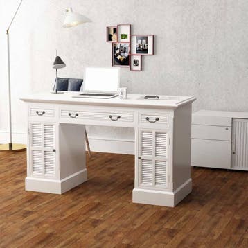 vidaXL Bureau ministre wit 140x48x80 cm, Huis en Inrichting, Verzenden, Nieuw