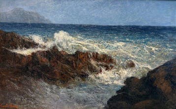 Carlo Bazzi (1875-1947) - Spiaggia di Quinto Nervi, Antiek en Kunst, Kunst | Schilderijen | Klassiek