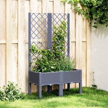 vidaXL Plantenbak met latwerk 80x40x142 cm polypropeen, Verzenden, Nieuw, Kunststof