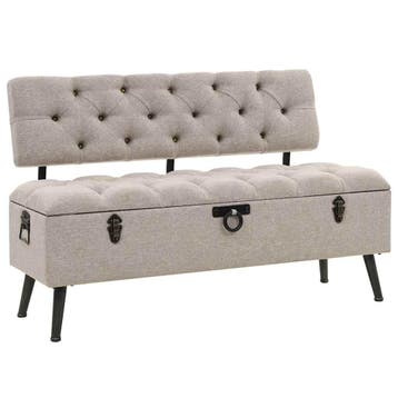 vidaXL Opbergbank met Rugleuning 110 cm Crème Stof, Huis en Inrichting, Verzenden, Nieuw