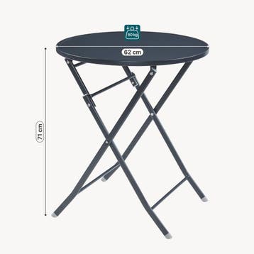Klaptafel Sande tuintafel metaal rond 71xØ62 cm zwart [en.ca, Tuin en Terras, Verzenden, Nieuw