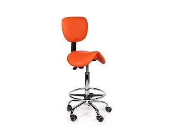 Zadelkruk Rugleuning Oranje - Standaard + Voetsteun, In hoogte verstelbaar, Nieuw, Kunststof